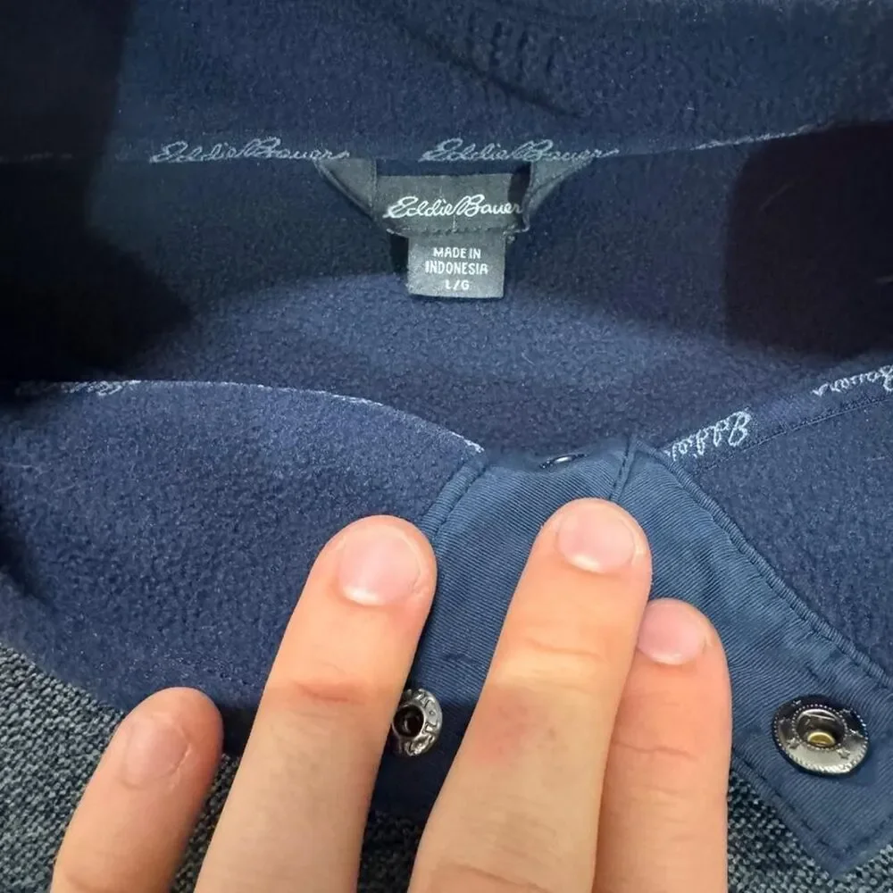 Eddie-bauer Men's Blue and Grey Jumper